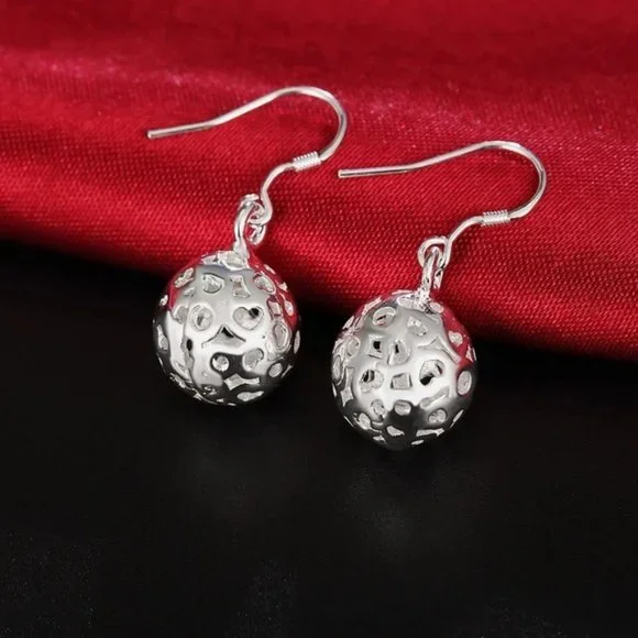 925 Sterling Silver classic fine ball earrings for Women Luxury Fashion … - Picture 4 of 6